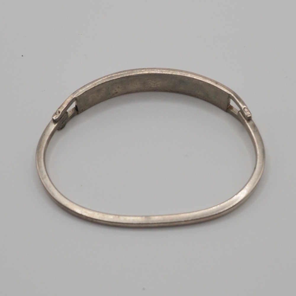 Vintage Bangle Bracelet Silver Abalone Inlay Shell Mexico Boho - Picture 8 of 12